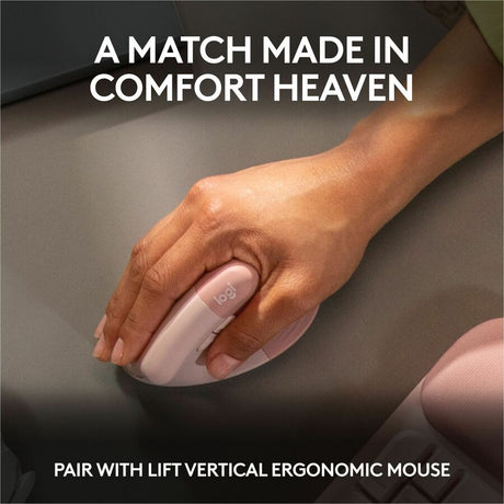 Logitech Wave Keys Wireless Ergonomic Keyboard with Cushioned Palm Rest, Comfortable Natural Typing, Easy-Switch, Rose