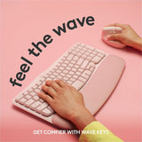 Logitech Wave Keys Wireless Ergonomic Keyboard with Cushioned Palm Rest, Comfortable Natural Typing, Easy-Switch, Rose
