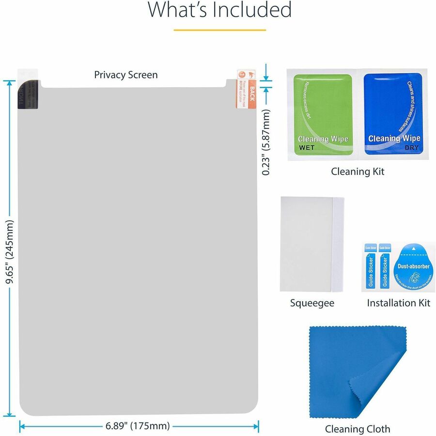 StarTech.com 4-Way Privacy Screen For 11-inch iPad Pro, For Portrait/Landscape Orientations, Touch-Enabled, +/- 30 Deg. View, Matte Finish