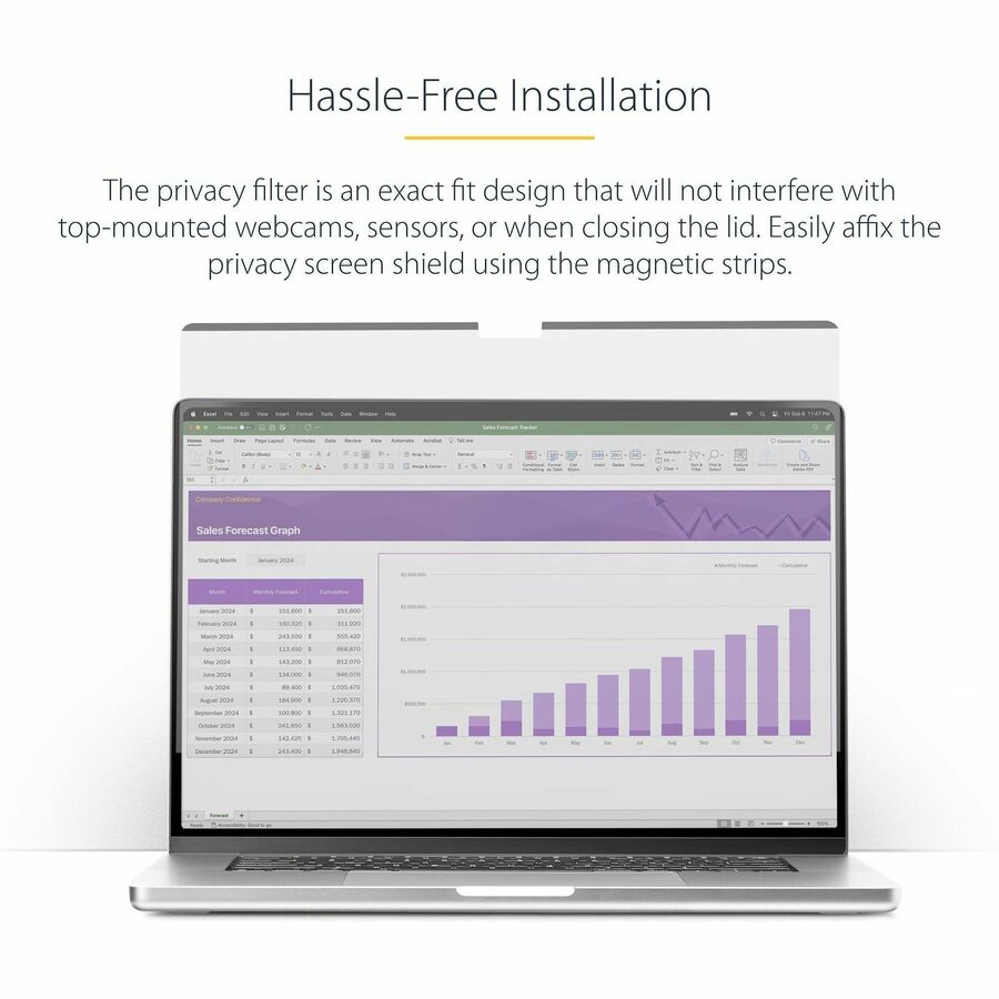 StarTech.com 16in MacBook Pro 21/23 Laptop Privacy Screen, Removable / Reversible Anti-Glare Blue Light Filter, Magnetic