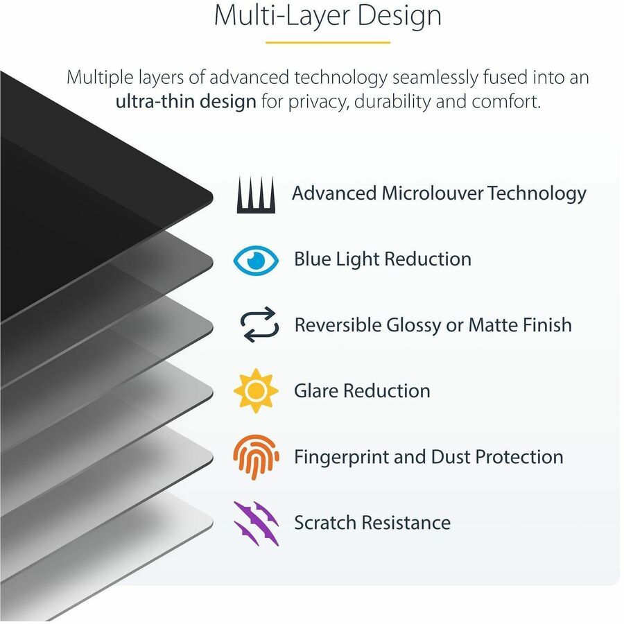 StarTech.com 13in MacBook Air M2/M3 Laptop Privacy Screen, Removable / Reversible Anti-Glare Blue Light Filter, Magnetic