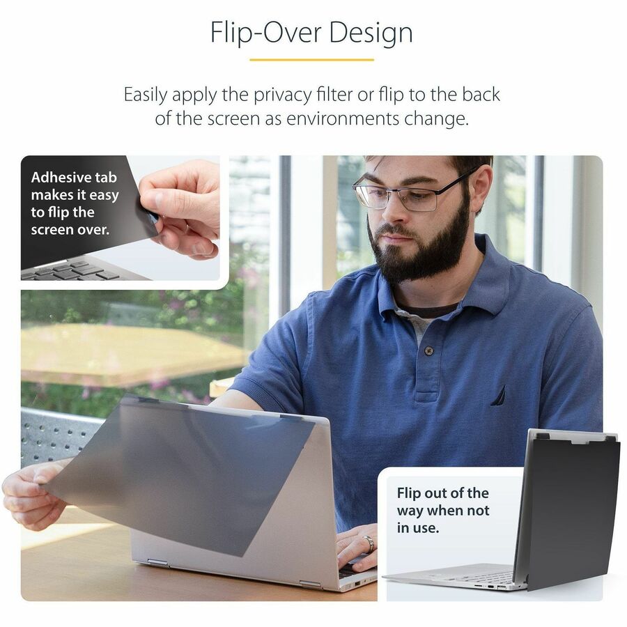 StarTech.com 14in 16:10 Touch Privacy Screen, Laptop Security Shield, Anti-Glare Blue Light Filter Flip-Over