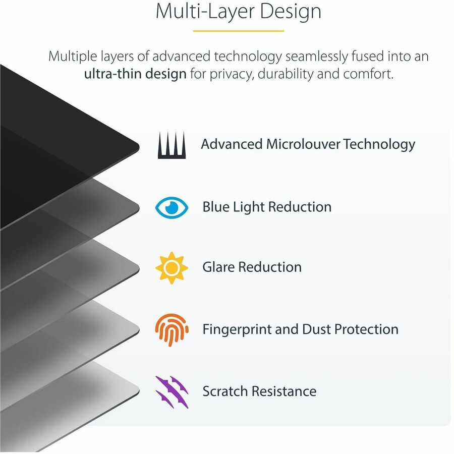 StarTech.com 14in 16:9 Touch Privacy Screen, Laptop Security Shield, Anti-Glare Blue Light Filter Flip-Over