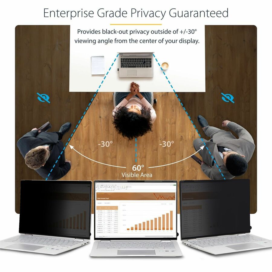 StarTech.com 14in 16:9 Touch Privacy Screen, Laptop Security Shield, Anti-Glare Blue Light Filter Flip-Over