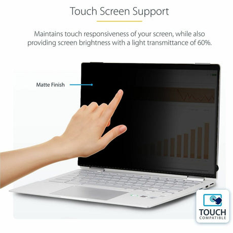 StarTech.com 14in 16:9 Touch Privacy Screen, Laptop Security Shield, Anti-Glare Blue Light Filter Flip-Over
