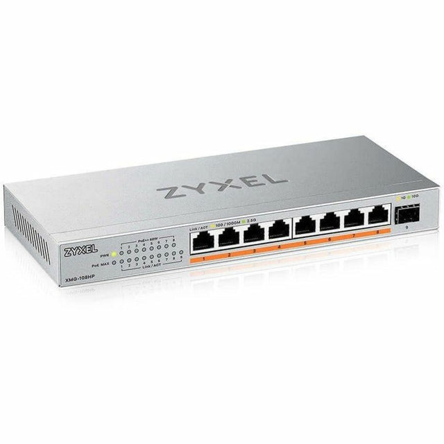 Zyxel 8-Port 2.5Gb MultiGig PoE Ethernet POE++ (60W) Switch | 5 x 100/1G/2.5G Ports + 1 x 10G SFP+ | 8 x PoE Port | 100W Budget | Plug & Play | Desktop or Wall-Mount | Lifetime Warranty | XMG-105HP