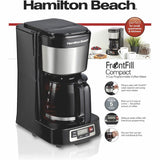 Hamilton Beach FrontFill 5 Cup Compact Coffee Maker with Programmable Clock & Glass Carafe