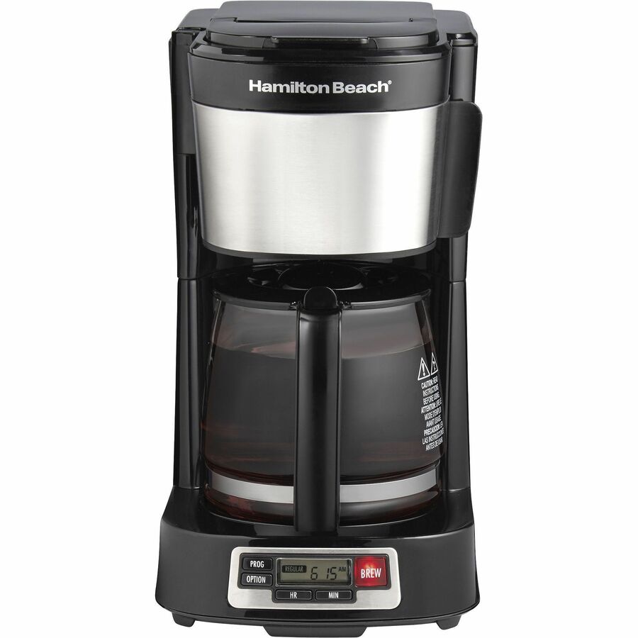 Hamilton Beach FrontFill 5 Cup Compact Coffee Maker with Programmable Clock & Glass Carafe