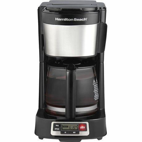 Hamilton Beach FrontFill 5 Cup Compact Coffee Maker with Programmable Clock & Glass Carafe
