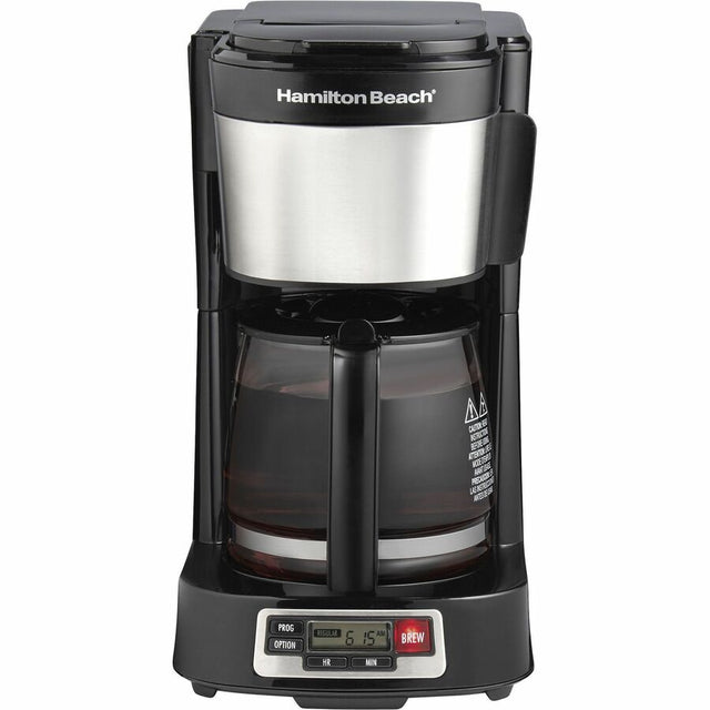 Hamilton Beach FrontFill 5 Cup Compact Coffee Maker with Programmable Clock & Glass Carafe