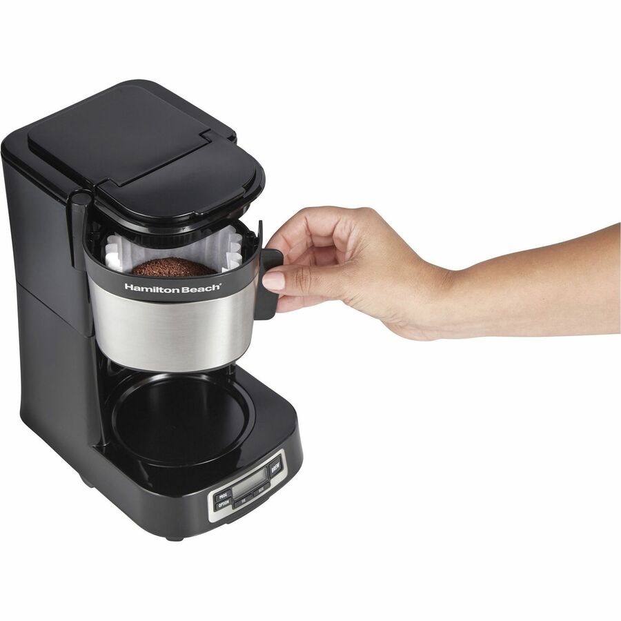 Hamilton Beach FrontFill 5 Cup Compact Coffee Maker with Programmable Clock & Glass Carafe