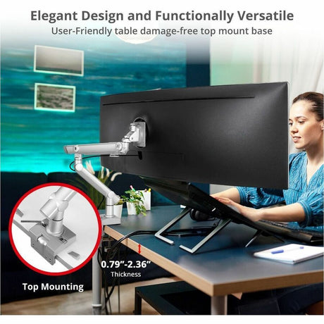 SIIG MTPRO Heavy Duty Desk Mount Single Monitor Arm - Up to 49"- Max load up to 44 lbs - VESA 75 & 100mm