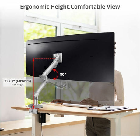 SIIG MTPRO Heavy Duty Desk Mount Single Monitor Arm - Up to 49"- Max load up to 44 lbs - VESA 75 & 100mm