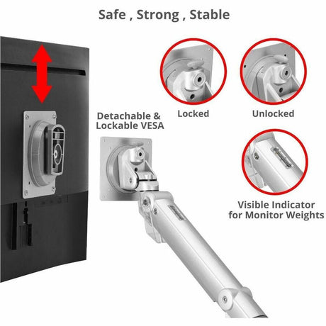 SIIG MTPRO Heavy Duty Desk Mount Single Monitor Arm - Up to 49"- Max load up to 44 lbs - VESA 75 & 100mm