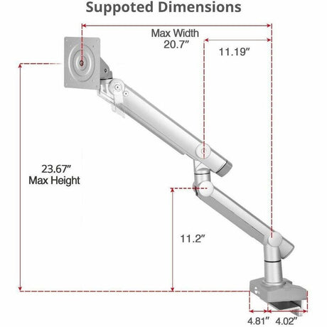 SIIG MTPRO Heavy Duty Desk Mount Single Monitor Arm - Up to 49"- Max load up to 44 lbs - VESA 75 & 100mm
