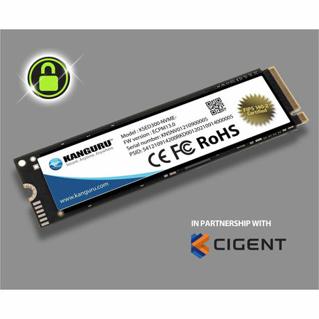 Kanguru Defender SED300 FIPS 140-2 Certified, M.2 NVMe Internal Self-Encrypting SSD - Kanguru Data Defense&trade; by CIGENT-CIG-KSED300-NV-Series 2 TB Solid State Drive - M.2 2280 Internal - PCI Express NVMe (PCI Express NVMe 4.0 x4) - Blue - TAA Complian