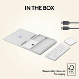 Logitech Casa Pop-Up Desk Work From Home Kit with Laptop Stand, for Laptop/MacBook (10" to 17"), Sand/Off-white