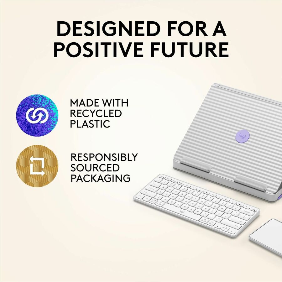 Logitech Casa Pop-Up Desk Work From Home Kit with Laptop Stand, for Laptop/MacBook (10" to 17"), Sand/Off-white