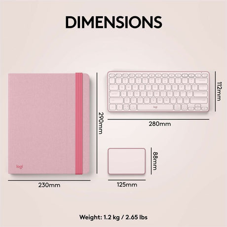 Logitech Casa Pop-Up Desk Work From Home Kit with Laptop Stand, for Laptop/MacBook (10" to 17"), Rose