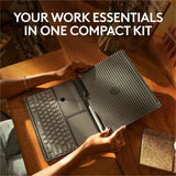 Logitech Casa Pop-Up Desk Work From Home Kit with Laptop Stand, for Laptop/MacBook (10" to 17"), Green/Graphite