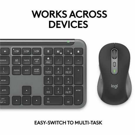 Logitech Signature Slim MK955 for Business Wireless Keyboard and Mouse Combo, Quiet Typing, Secure Receiver - Graphite