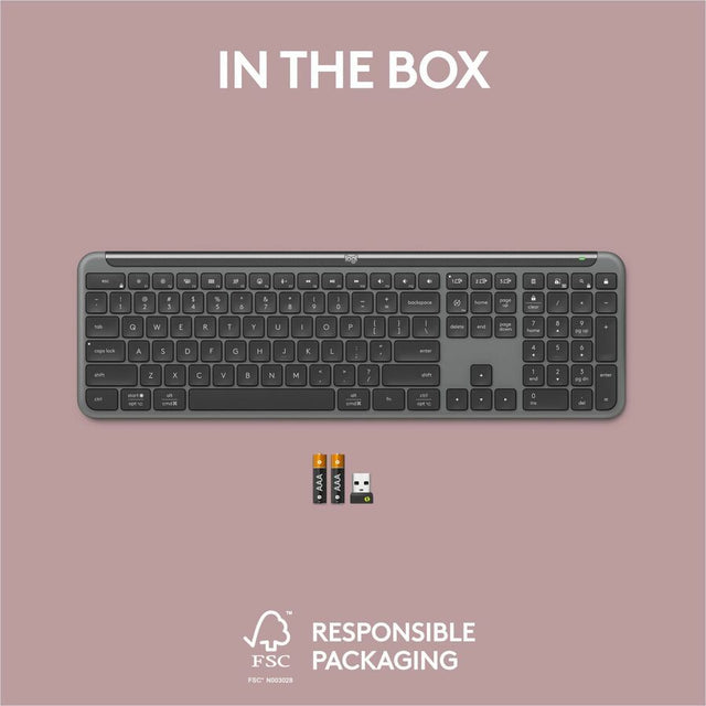 Logitech Signature Slim K950 Wireless Keyboard, Sleek Design, Quiet Typing, Bluetooth, Multi-OS, Graphite