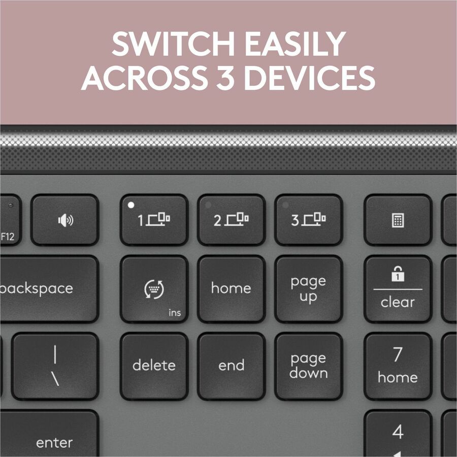 Logitech Signature Slim K950 Wireless Keyboard, Sleek Design, Quiet Typing, Bluetooth, Multi-OS, Graphite