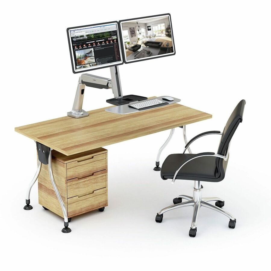 Rocstor ErgoCenter Desk Mount for Monitor, Mouse, Keyboard - Silver - TAA Compliant