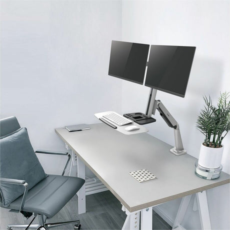 Rocstor ErgoCenter Desk Mount for Monitor, Mouse, Keyboard - Silver - TAA Compliant