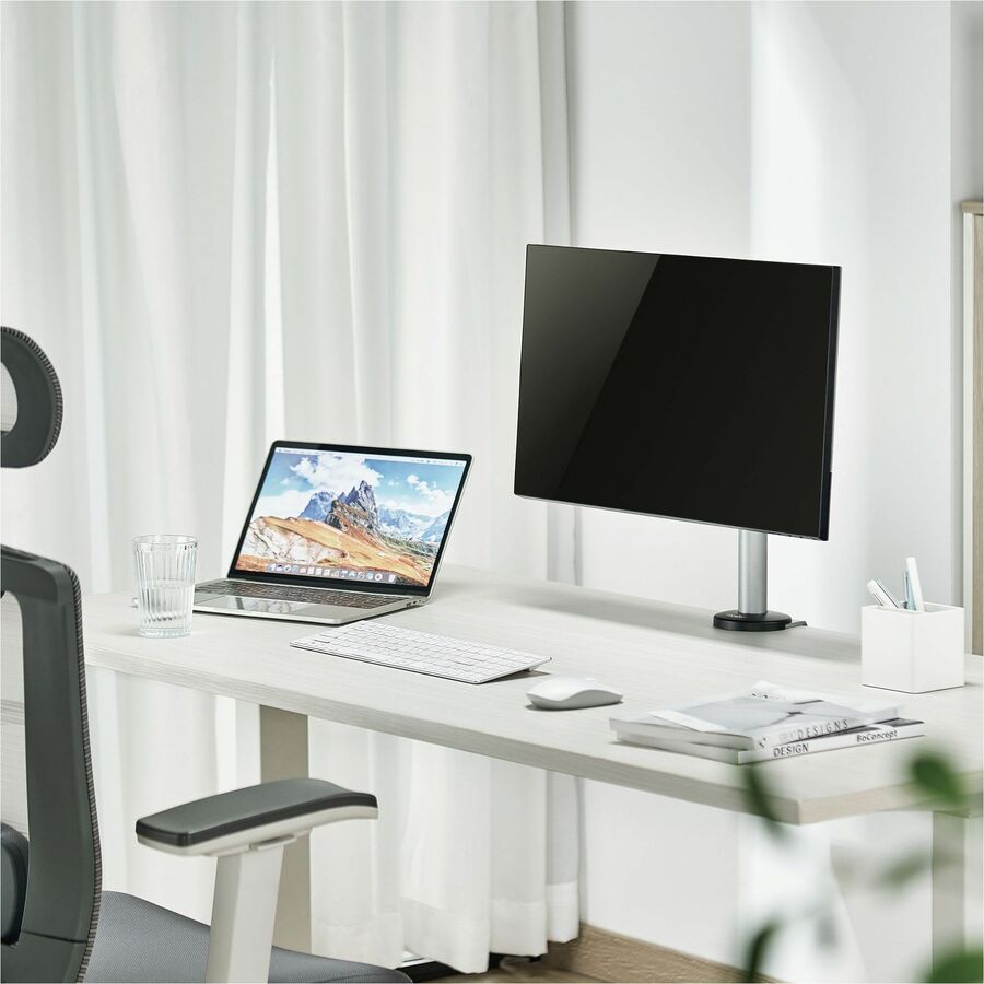 Rocstor ErgoReach Desk Mount for Monitor, Display - Aluminum Silver - Landscape/Portrait