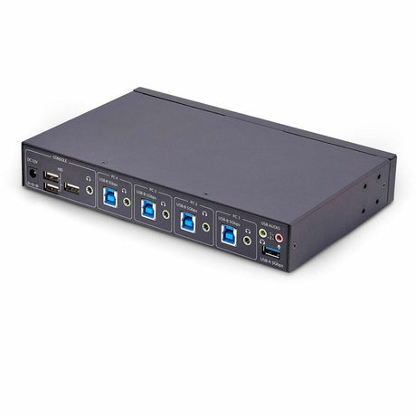StarTech.com 4-Port KM Switch w/ Mouse Switching, USB 3.0 Keyboard/Mouse Switcher for 4 Computers, 3.5mm and USB Audio, TAA Compliant