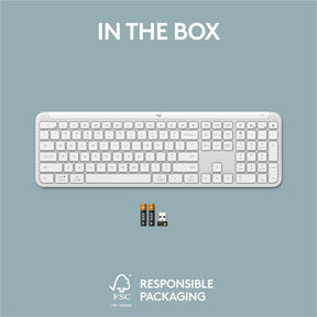 Logitech Signature Slim K950 Wireless Keyboard, Sleek Design, Switch Typing Between Devices, Quiet Typing, Off-white