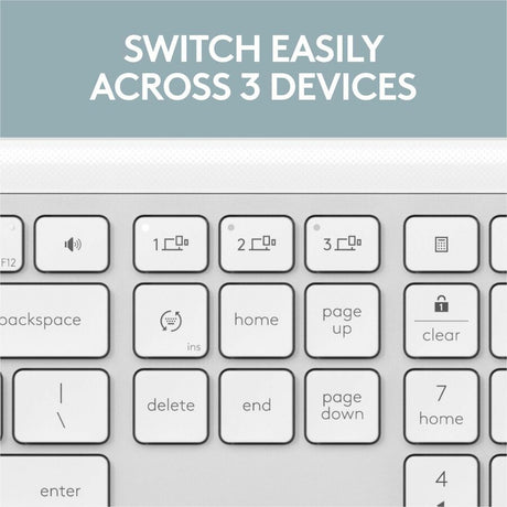 Logitech Signature Slim K950 Wireless Keyboard, Sleek Design, Switch Typing Between Devices, Quiet Typing, Off-white