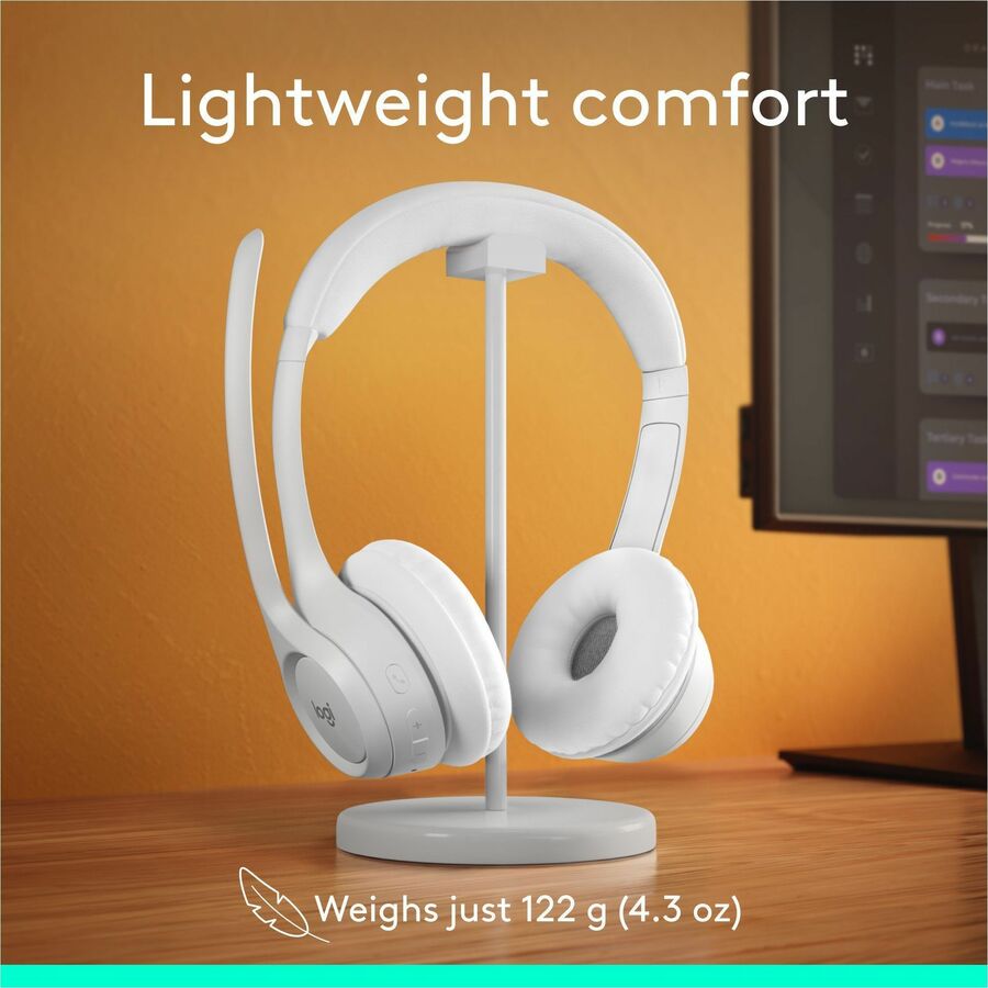 Logitech Zone 300 Wireless Bluetooth Headset With Noise-Canceling Microphone, Compatible with Windows, Mac, Chrome, Linux, iOS, iPadOS, Android - Off-white