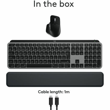 Logitech MX Keys S Combo for Mac, Wireless Keyboard and Mouse With Palm Rest, Bluetooth, Space Gray