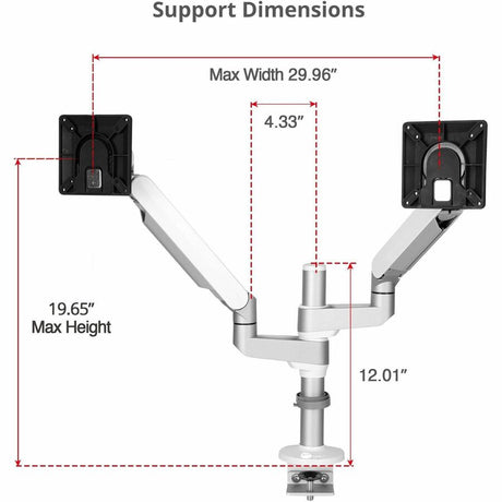 SIIG MTPRO Desk Mount Dual Monitor Arm - up to 32" Display, Max. Load 19.8 lbs, VESA 75/100mm, Mechanical Spring Design