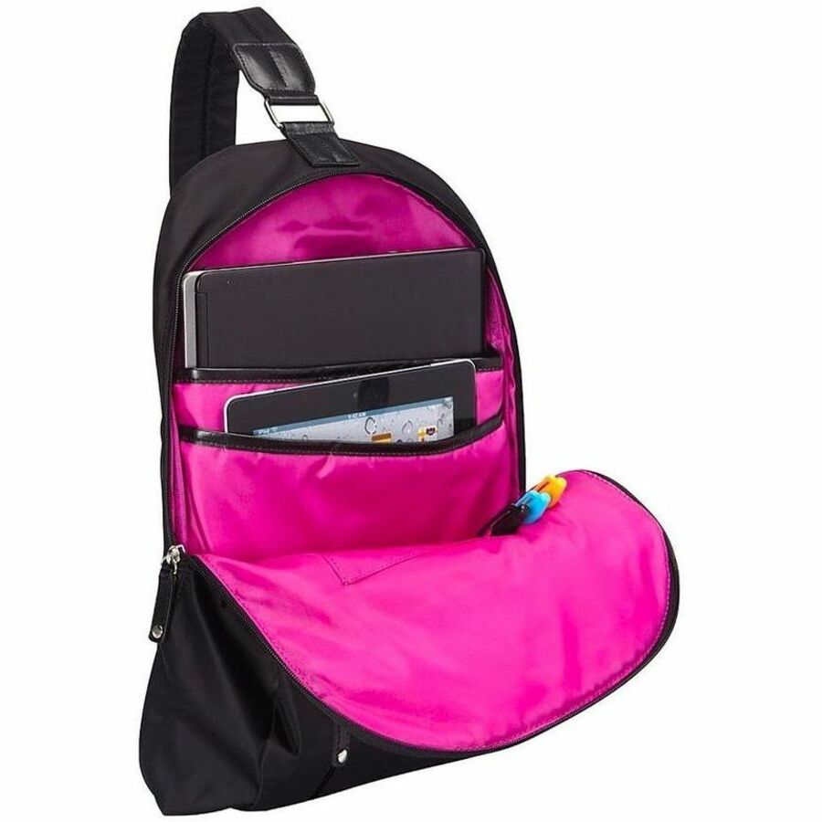 Francine Collection City Slim Carrying Case (Backpack) for 14" Notebook, Tablet, Travel, Smartphone, Accessories - Black