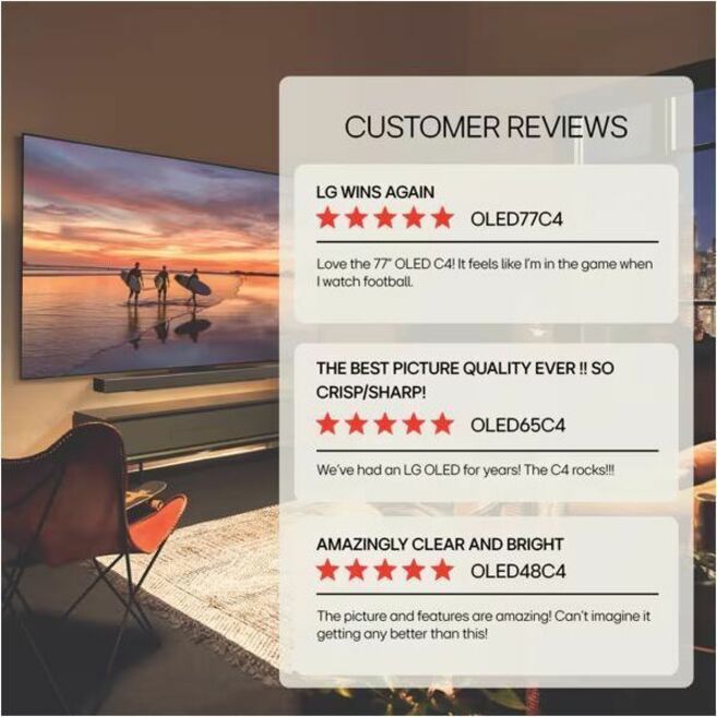 LG evo C4 OLED55C4PUA 55.2" Smart OLED TV - 4K UHDTV - Black