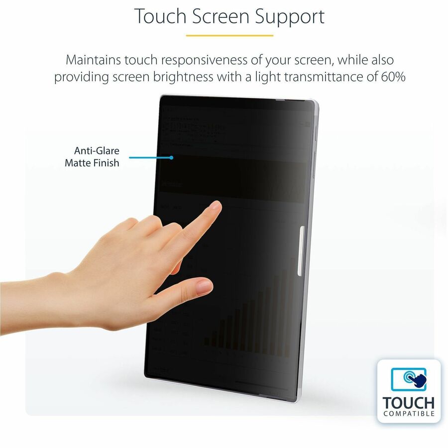 StarTech.com 4-Way Privacy Screen For 13-inch Surface Pro 8/9/X Laptop, For Portrait/Landscape, Touch-Enabled, +/- 30 Deg. View, Matte