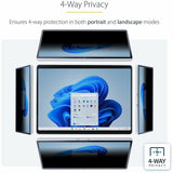 StarTech.com 4-Way Privacy Screen For 13-inch Surface Pro 8/9/X Laptop, For Portrait/Landscape, Touch-Enabled, +/- 30 Deg. View, Matte