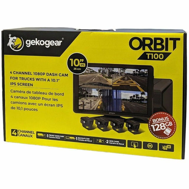 GekoGear Orbit T100 4 Channel 1080P Dash Cam For Trucks With a 10.1" IPS Screen