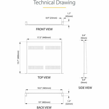 StarTech.com 1U Server Rack Cabinet Shelf - Fixed 16" Deep Cantilever Rackmount Tray for 19" Data/AV/Network Enclosure w/Cage Nuts, Screws