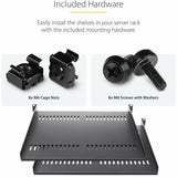 StarTech.com 1U Server Rack Cabinet Shelf - Fixed 16" Deep Cantilever Rackmount Tray for 19" Data/AV/Network Enclosure w/Cage Nuts, Screws