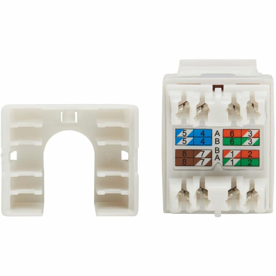 Eaton Tripp Lite Series Cat6a Keystone Jacks, 25 Pack - 4PPoE Compliant, 110/Krone, 568A/B, RJ45 Ethernet, White, TAA