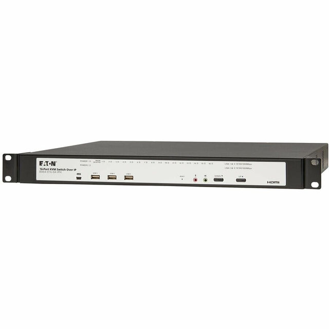 Eaton 16-Port Cat5e KVM over IP Switch - Virtual Media, 4 Users (Remote + 1 Local Port), HDMI Output, 1U Rack-Mount, TAA