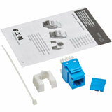 Eaton Tripp Lite Series Cat6a Keystone Jacks, 25 Pack - 4PPoE Compliant, 110/Krone, 568A/B, RJ45 Ethernet, Blue, TAA
