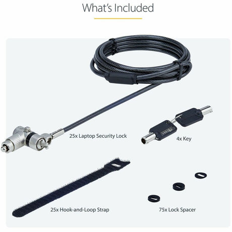 StarTech.com 25-Pack Universal Laptop Lock 6.6ft, Keyed Alike Locking Cable, Security Cable, Compatible w/Noble Wedge&reg;/Nano/K-Slot