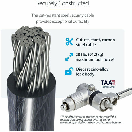 StarTech.com 25-Pack Universal Laptop Lock 6.6ft, Keyed Alike Locking Cable, Security Cable, Compatible w/Noble Wedge&reg;/Nano/K-Slot