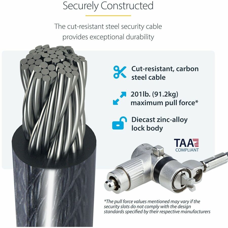 StarTech.com 25-Pack Universal Laptop Lock 6.6ft, Keyed Alike Locking Cable, Security Cable, Compatible w/Noble Wedge&reg;/Nano/K-Slot