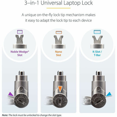StarTech.com 25-Pack Universal Laptop Lock 6.6ft, Keyed Alike Locking Cable, Security Cable, Compatible w/Noble Wedge&reg;/Nano/K-Slot